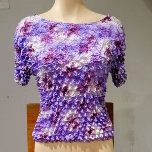 NWT white & purple Vintage Y2k F.C. one size popcorn, bubble, stretch top